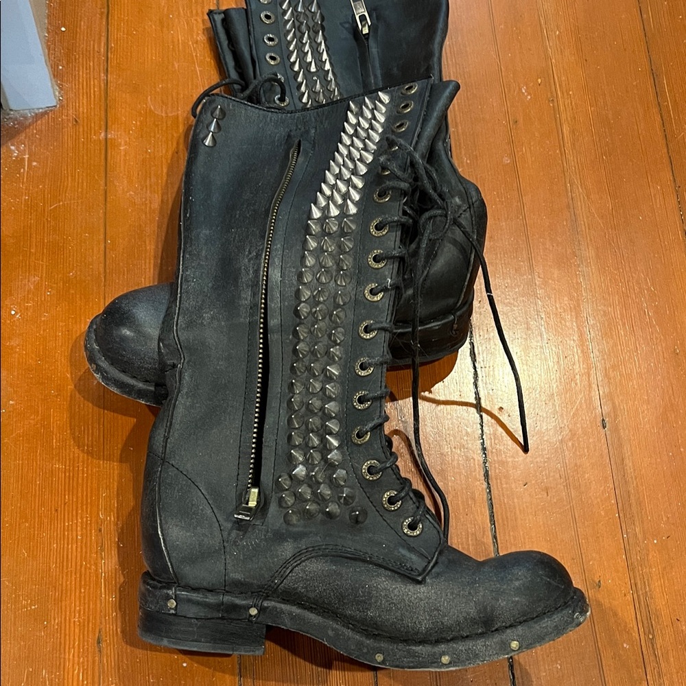 Jeffrey Campbell Black Studded Moto Boots - Picture 5 of 5
